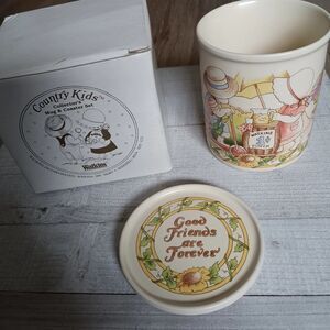 Country Kid Collectors Mug And Coaster Set Vintage No 6183 Made In Korea 1990